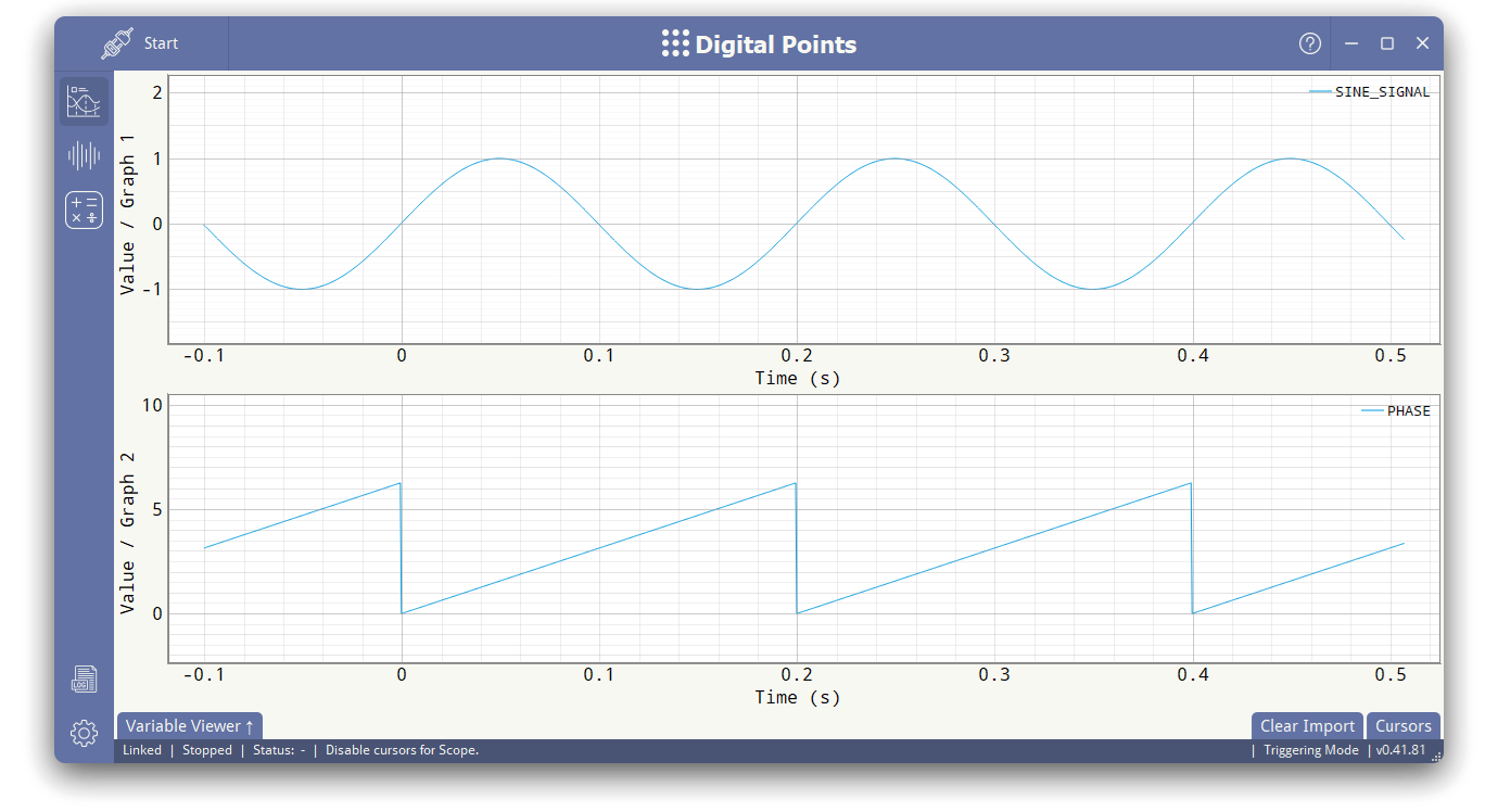 Digital Points main screen showing a real-time measurement.