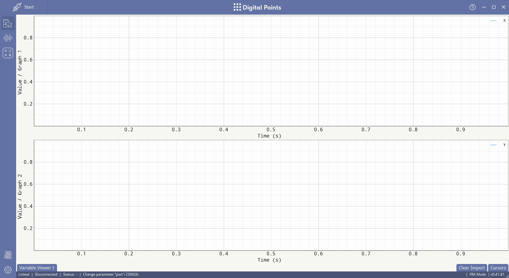 FR measurement of a first-order lag filter.